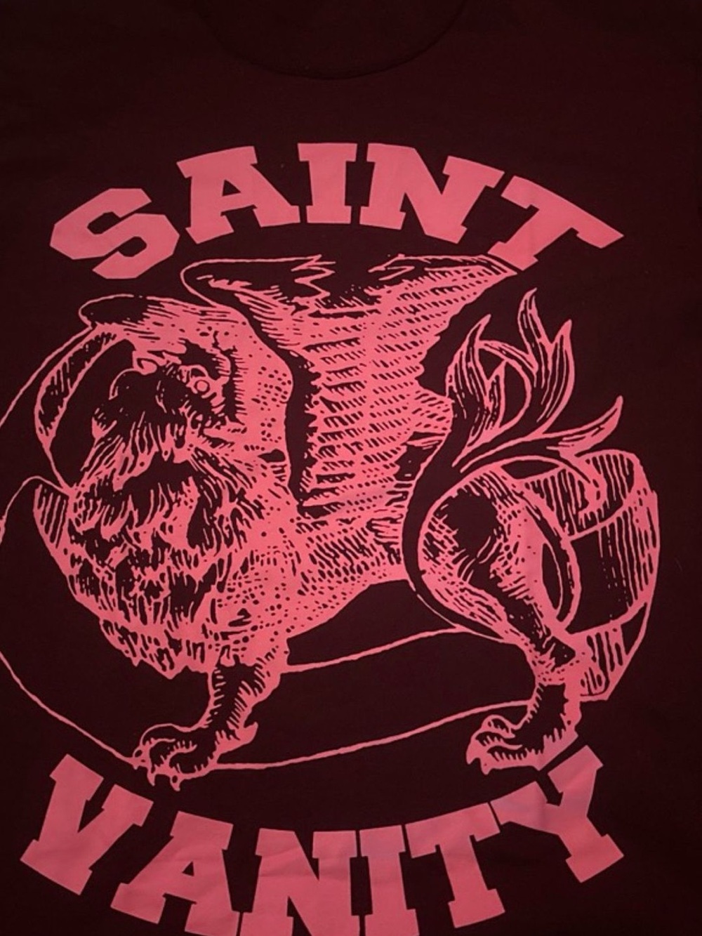 All Saints Maroon Sweatshirt with Pink 'Saint Vanity' Graphic